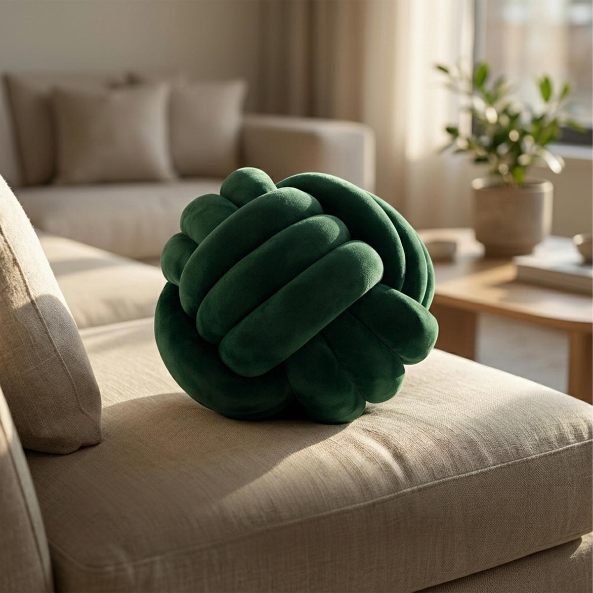 VANKÚŠ Čierny uzol 25 cm polyester - čierna, textil/plast (25/25cm) - Relaxdays