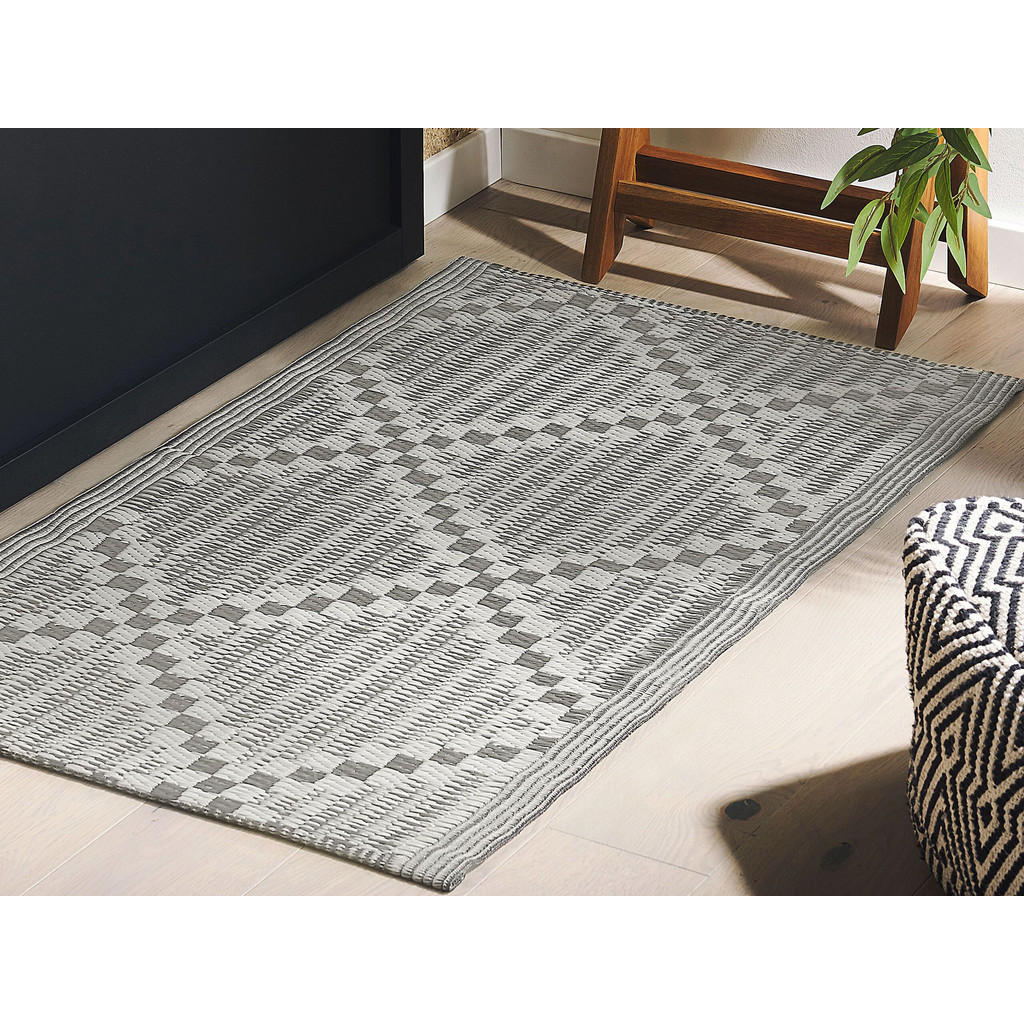 Thumbnail - Beliani Outdoor-Teppich, Grau, Kunststoff, Kariert, Rechteckig, 60x105 cm, Teppiche & Böden, Teppiche, Outdoorteppiche