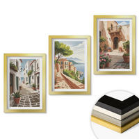 WANDBILDER 3er Set - 20x30 cm Goldrahmen - Straßen, Häuser, Pflanzen, Töpfe - Goldfarben, Kunststoff (20/30cm) - ArtPrintCave