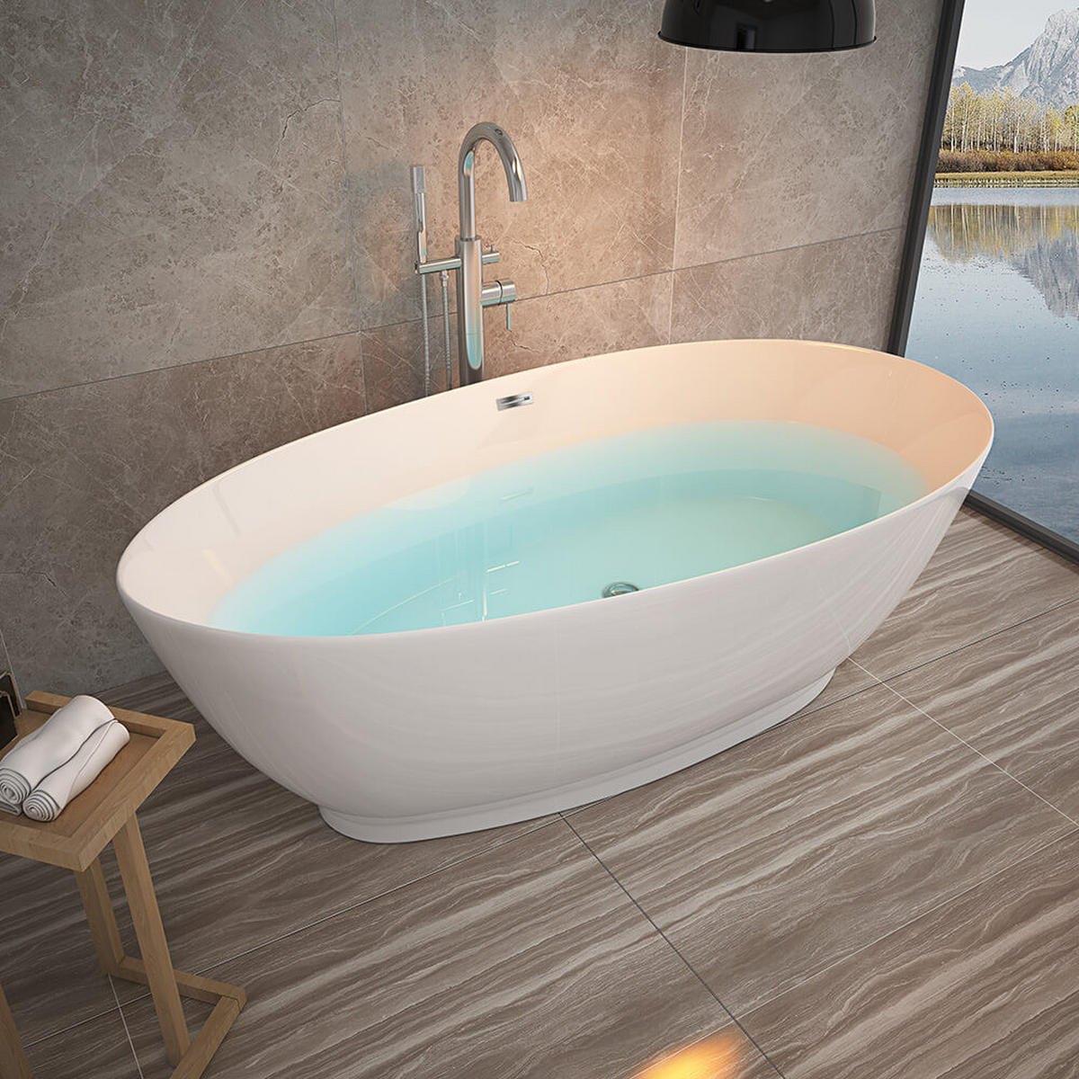 FREISTEHENDE Badewanne DELIA - 180 x 90 cm - Weiß, Keramik (180/58/90cm) - Home Deluxe