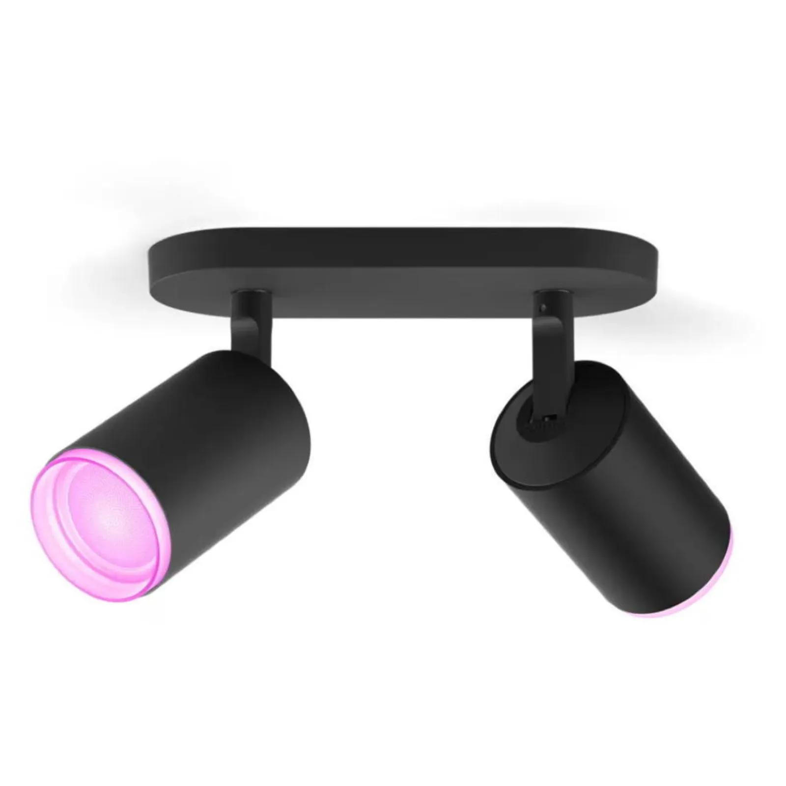 DECKENLEUCHTE Fugato Schwarz - Schwarz, Metall (3/3/15.3cm) - Philips HUE