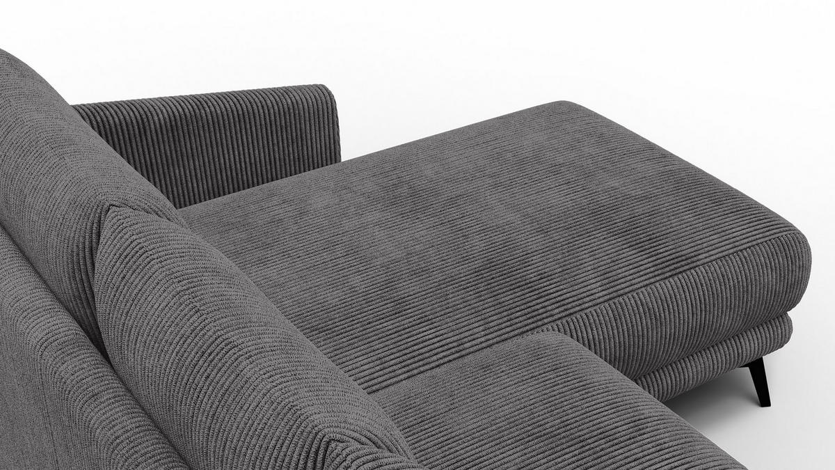 ECKSOFA VILT 3-Sitzer, dunkelgrau - Dunkelgrau/Schwarz, Holzwerkstoff/Textil (221/156cm) - Courtois Laville