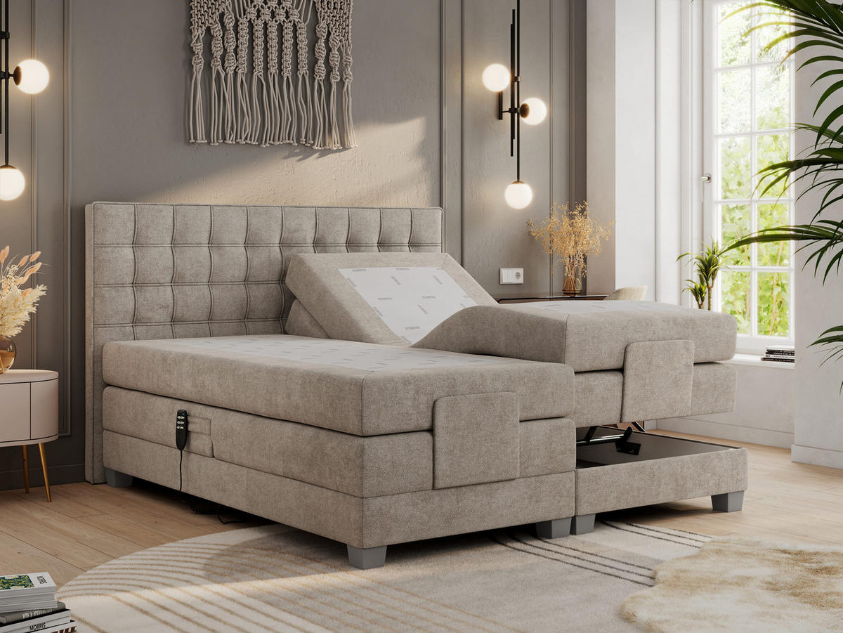 BOXBETT ELEKTRO 200/200 Beige Struktur - H3 - Beige, Holz/Textil (200/200cm) - MKS