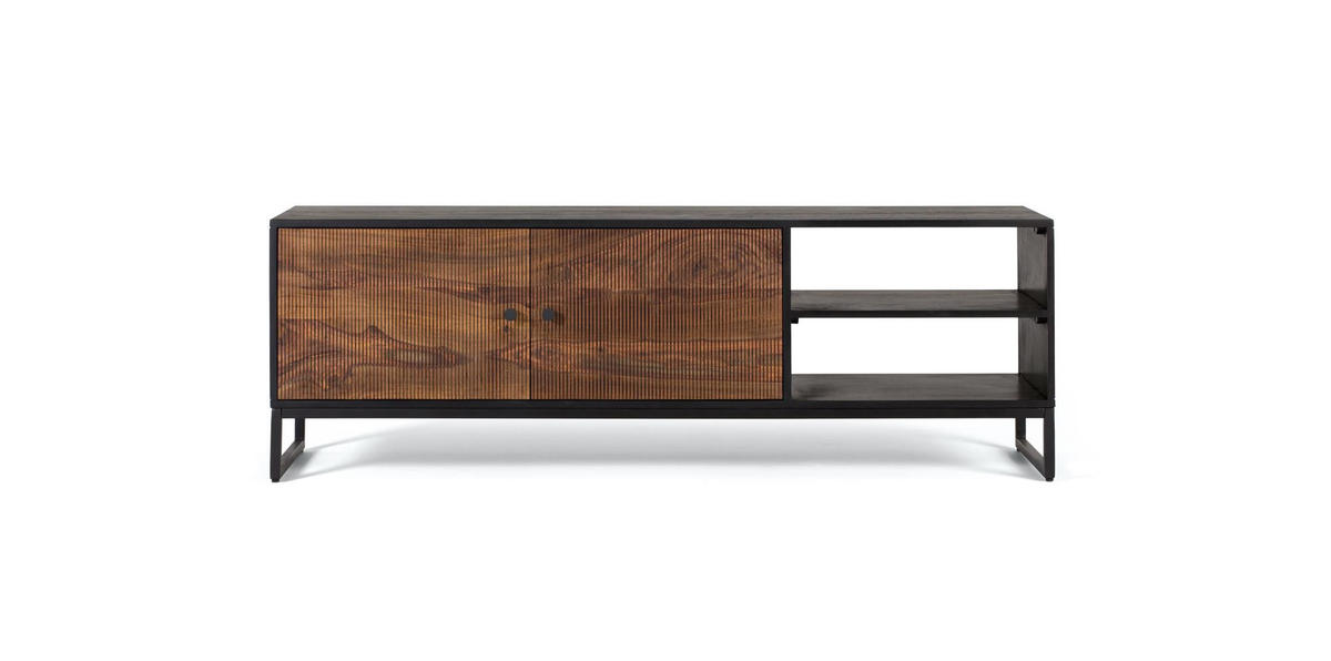 TV-SCHRANK aus Palisander mit braunen Metallbeinen - Schwarz, Holz (150/50/40cm) - Giner y Colomer