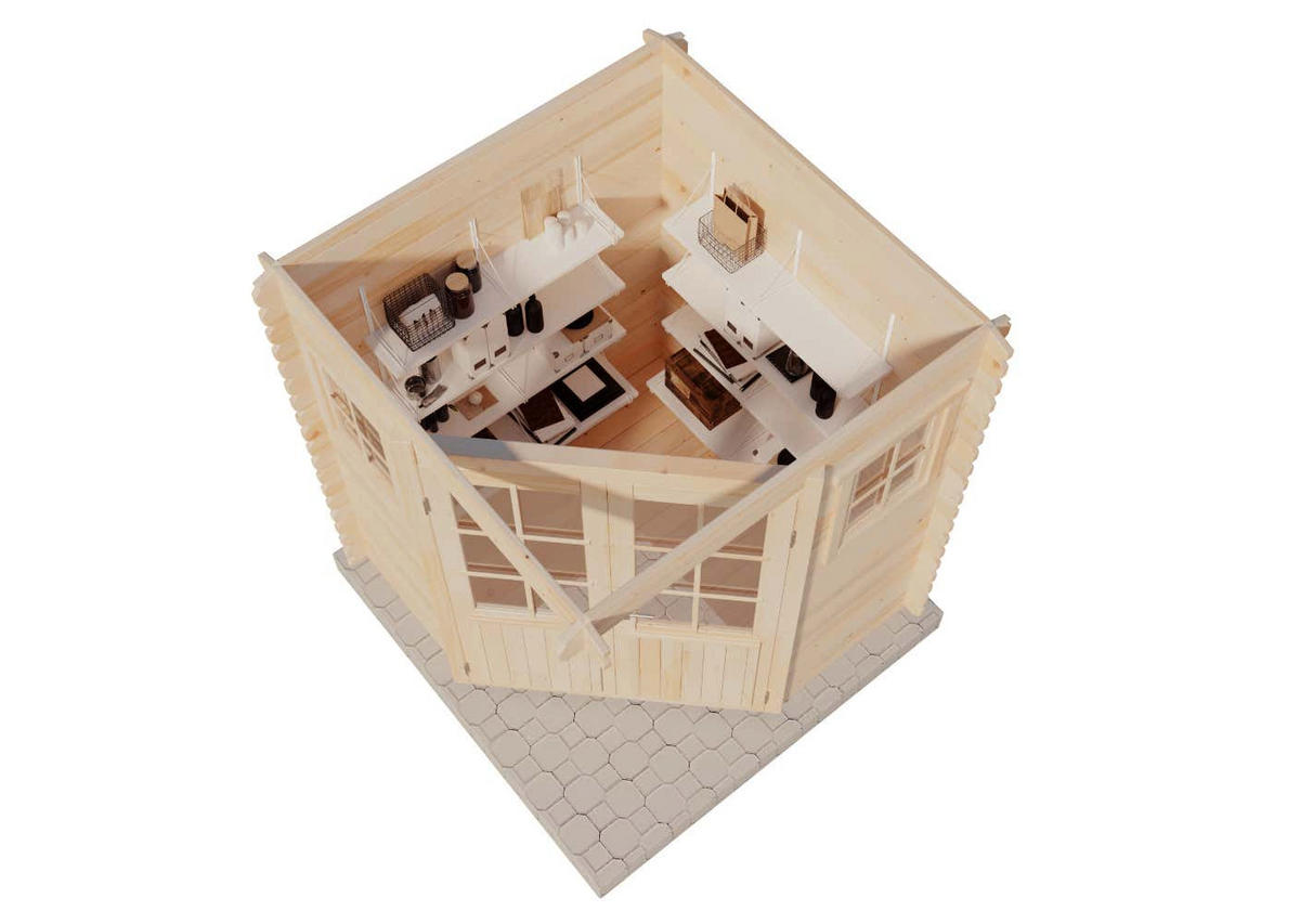 GERÄTEHAUS Holz Sunny Compact - Naturfarben, Holz (220/248/220cm) - Alpholz