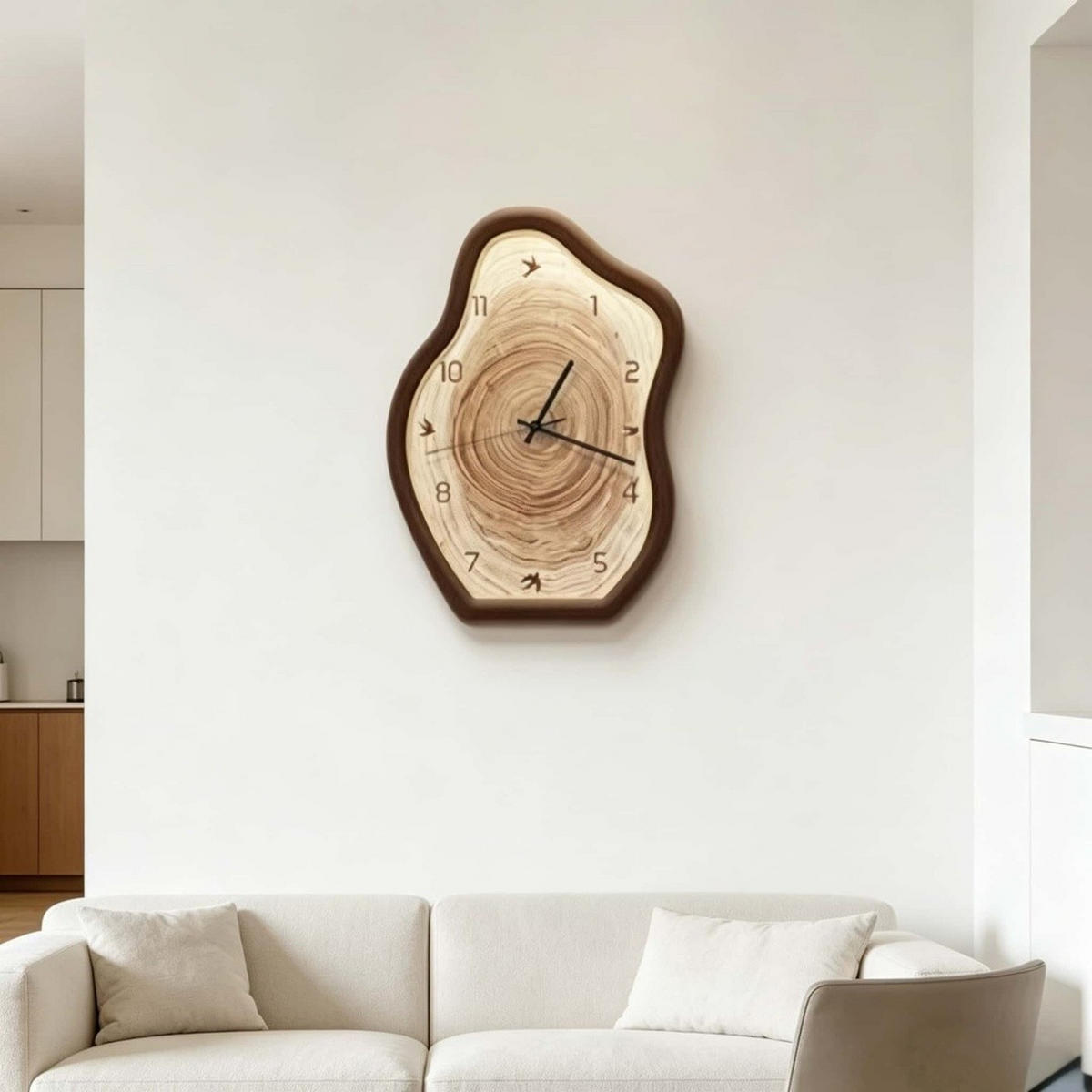 WANDUHR Holzoptik, Leise, Retro, 30×40cm - Birkefarben, Holzwerkstoff (40/5/30cm) - Authentics
