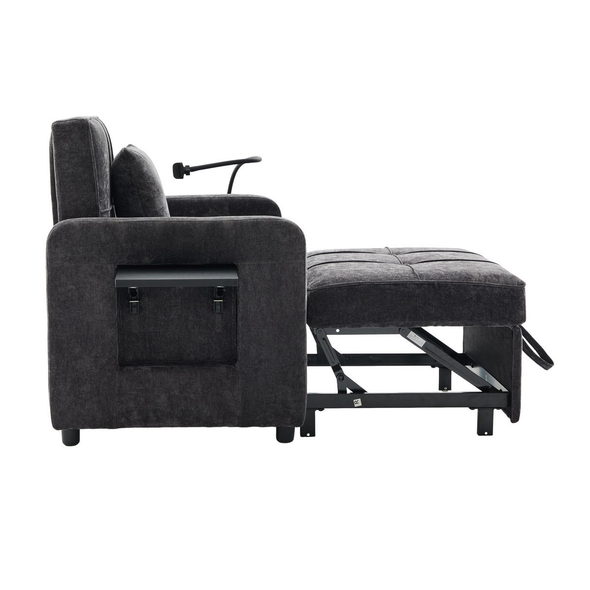 FERNSEHSESSEL Relaxsessel,Polsterliege mit Stauraum,Chenille,Grau - Grau, Textil (79/83/167cm) - LVHOM