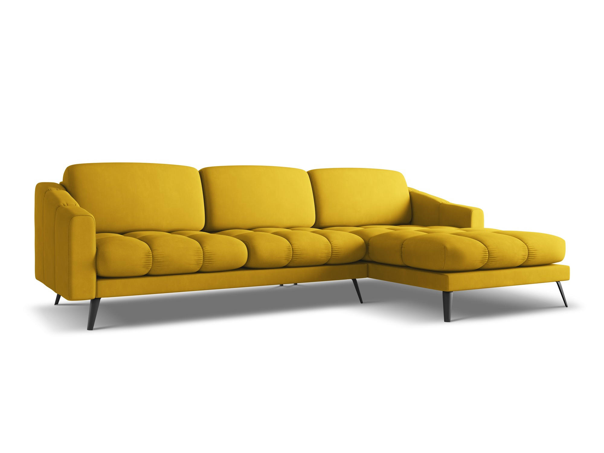 ECKSOFA Rechts Chenille Stoff Gelb - Currygelb/Gelb, Textil/Metall (264/160cm) - Makamii