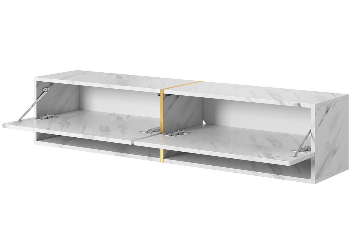 TV-SCHRANK Mirrgo weiße Marmor-Optik 140 cm - Weiß, Holzwerkstoff (140/30/31.6cm) - Selsey