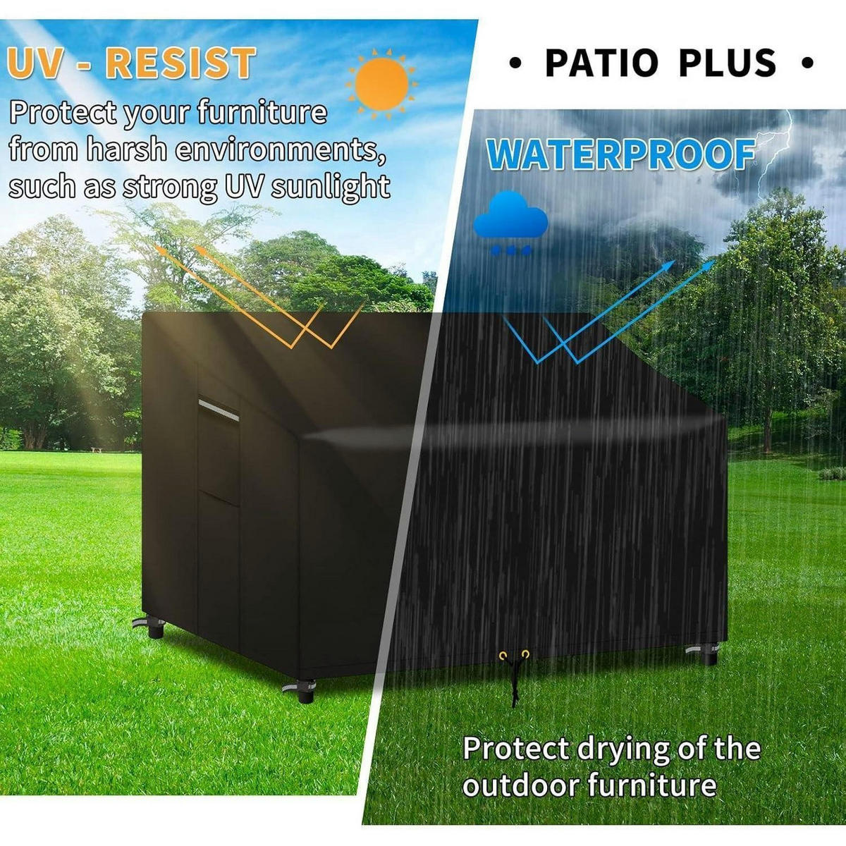 GARTENBANK Abdeckung Wasserdicht 163x66x63/89cm Schwarz - Schwarz, Kunststoff (66/89/163cm)