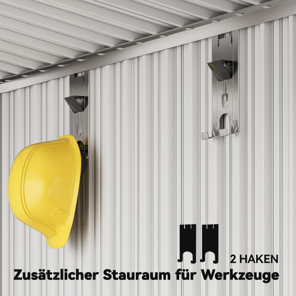 GARTENSCHUPPEN DE-08077 mit Fenster & Schiebetür Dunkelgrau - Dunkelgrau, Metall (122/182/195cm) - ComfortXL