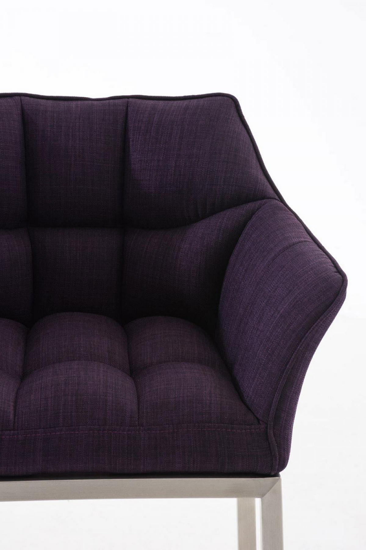 BARHOCKER Stoff lila - Edelstahlfarben/Lila, Textil/Metall (64/110/48cm) - CLP