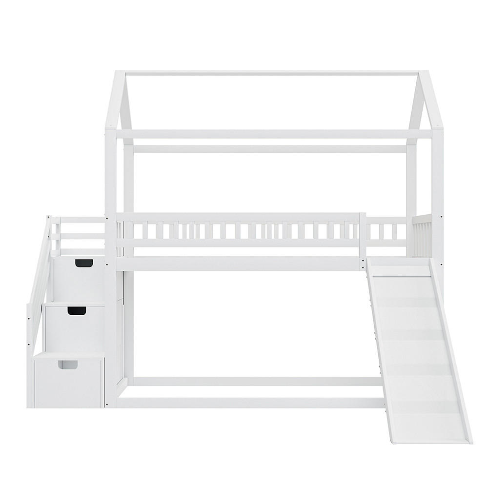 HAUSBETT 90/200 cm mit Stauraumleiter in WeiB - Weiß, Holz (90/200cm) - KOMHTOM