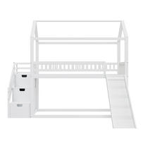 HAUSBETT 90/200 cm mit Stauraumleiter in WeiB - Weiß, Holz (90/200cm) - KOMHTOM