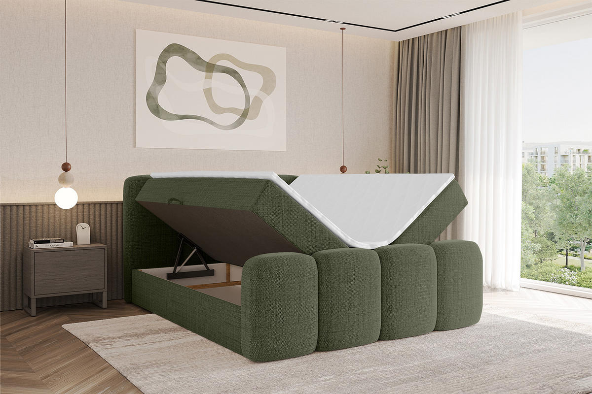 BOXBETT mit Matratze H4 und Lattenrost - NINA-Z - 120x200 cm - Grün - Grün, Holzwerkstoff (120/200cm)