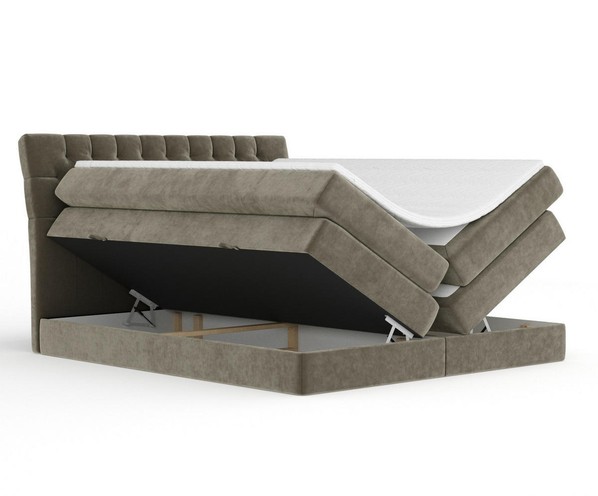 BOXSPRINGBETT Seraphine Taupe 160/200 cm - Taupe/Schwarz, Holz/Holzwerkstoff (160/200cm) - Maison de Reve