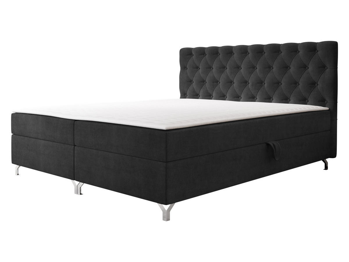 BOXBETT Chester 2 - Silberfarben/Schwarz, Holz/Textil (140/200cm) - MIRJAN24