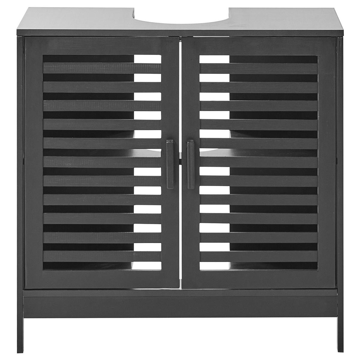 WASCHBECKENUNTERSCHRANK Bambus 60 cm Schwarz Missoula - Schwarz, Holz (60/60/30cm) - Beliani