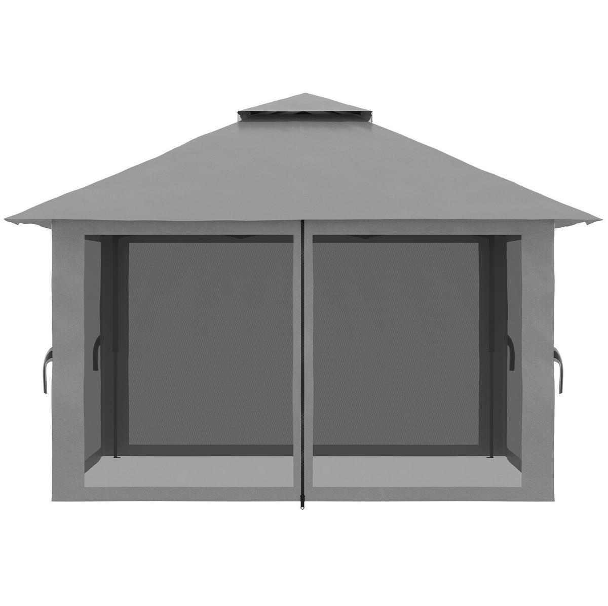 PAVILLON 392/392/283 cm dunkelgrau aus Eisen höhenverstellbar - Dunkelgrau, Metall (392/283/392cm) - OKWISH