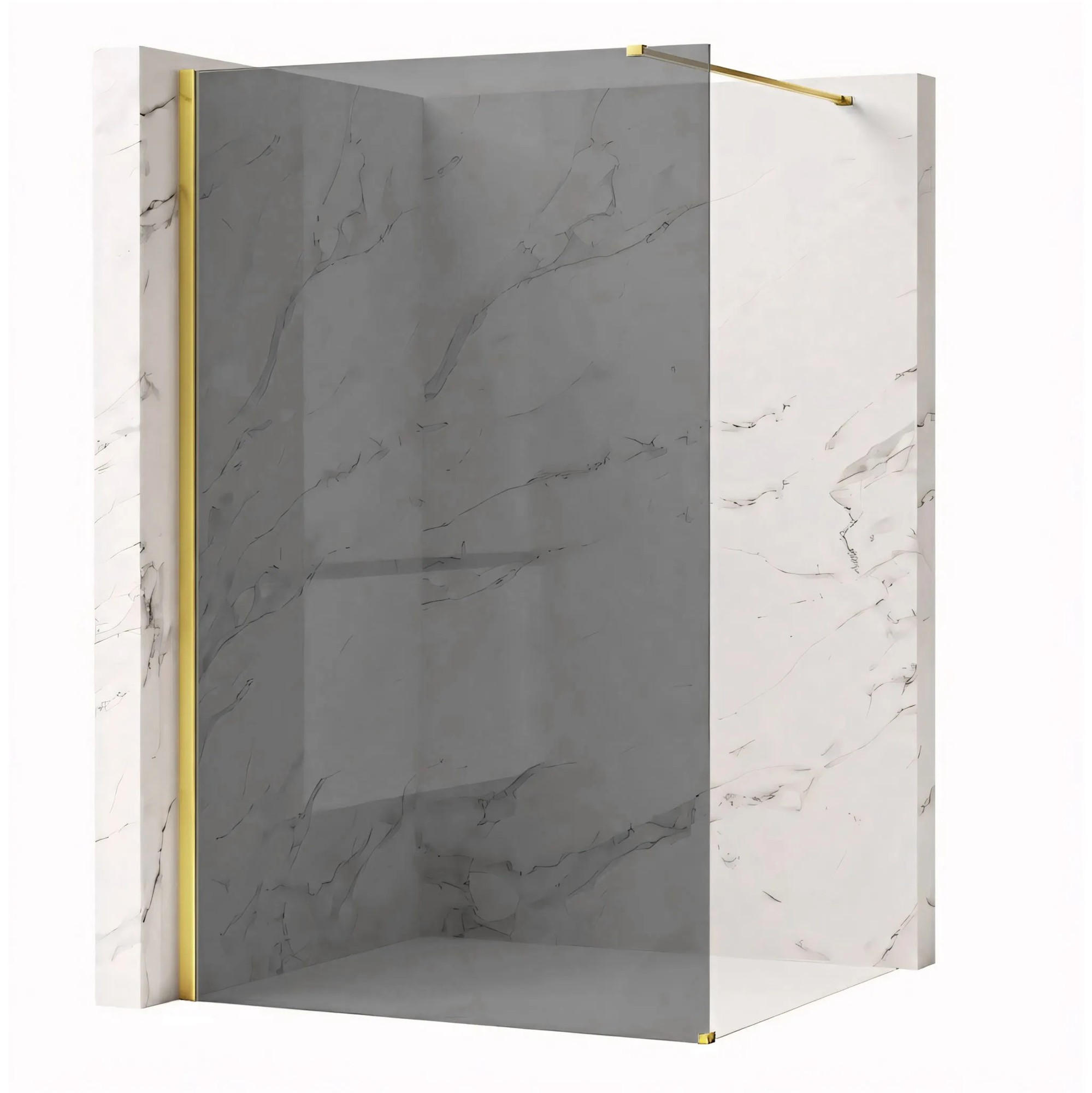 DUSCHWAND Rea Flexi Grey / Gold 90 - Goldfarben, Glas (120/90/195cm) - REA