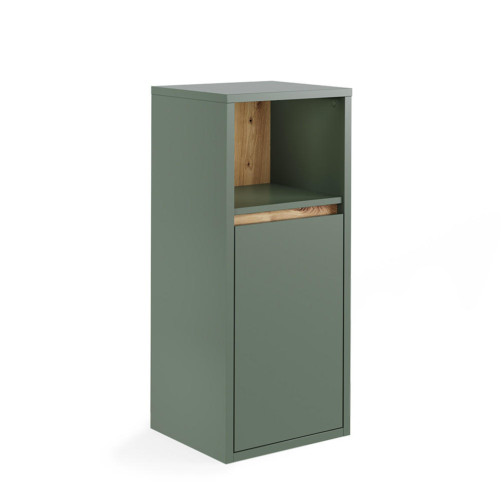 MIDISCHRANK Viola Grün/Artisan 33 x 80 cm mit Tür und offenem Regal - Eiche Artisan/Grün, Holzwerkstoff (33/80/37.8cm) - Vicco