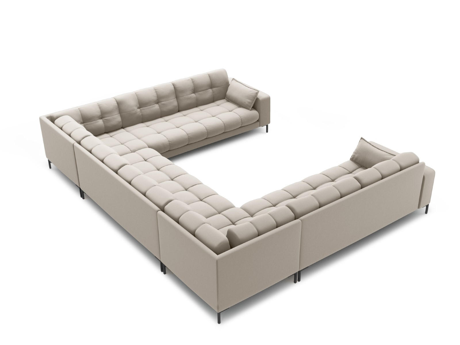 PANORAMASOFA Mamaia aus strukturiertem Stoff beige 9 Sitzplätze - Beige, Textil (256/75/337cm) - Micadoni
