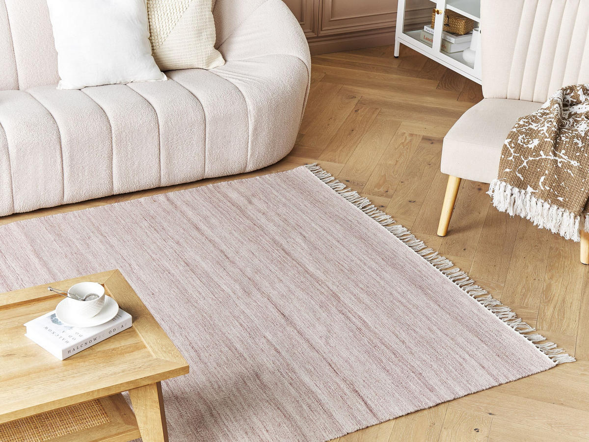 TEPPICH geflochten Malhia 230/160 cm - Rot, Kunststoff (160/230cm) - Beliani
