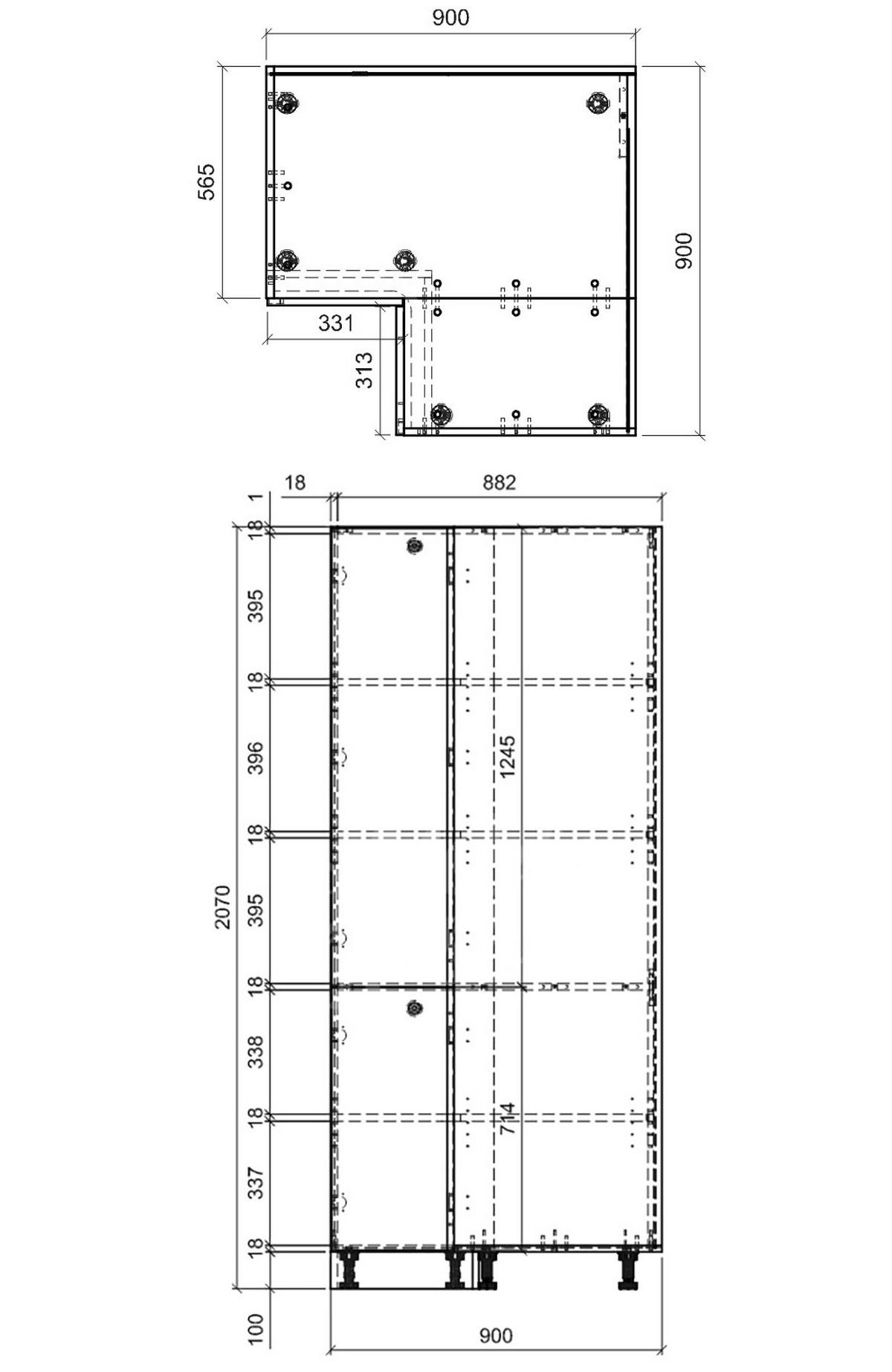 KÜCHENHOCHSCHRANK Salo D24N/207 Kaschmir Matt / Weiß 90 / 90 / 207cm - Kaschmir/Weiß, Holz/Holzwerkstoff (90/207/90cm) - Feldmann-Wohnen