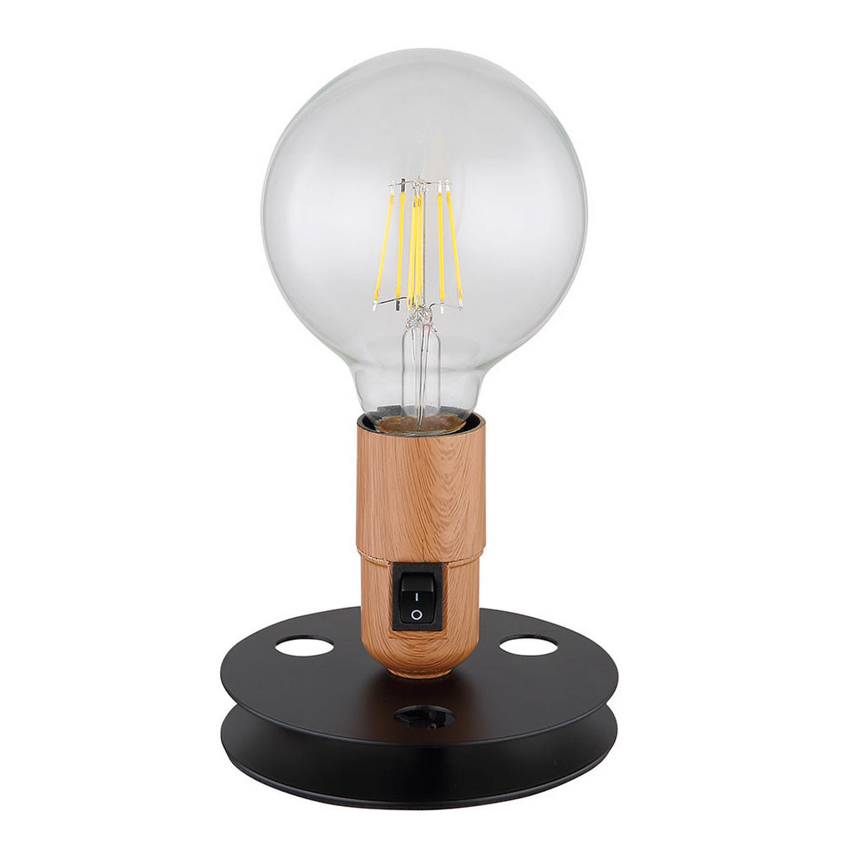 TISCHLEUCHTE JOHANNA Holzoptik Schwarz 2er Set - Schwarz, Metall (12/12/9cm) - Globo Lighting