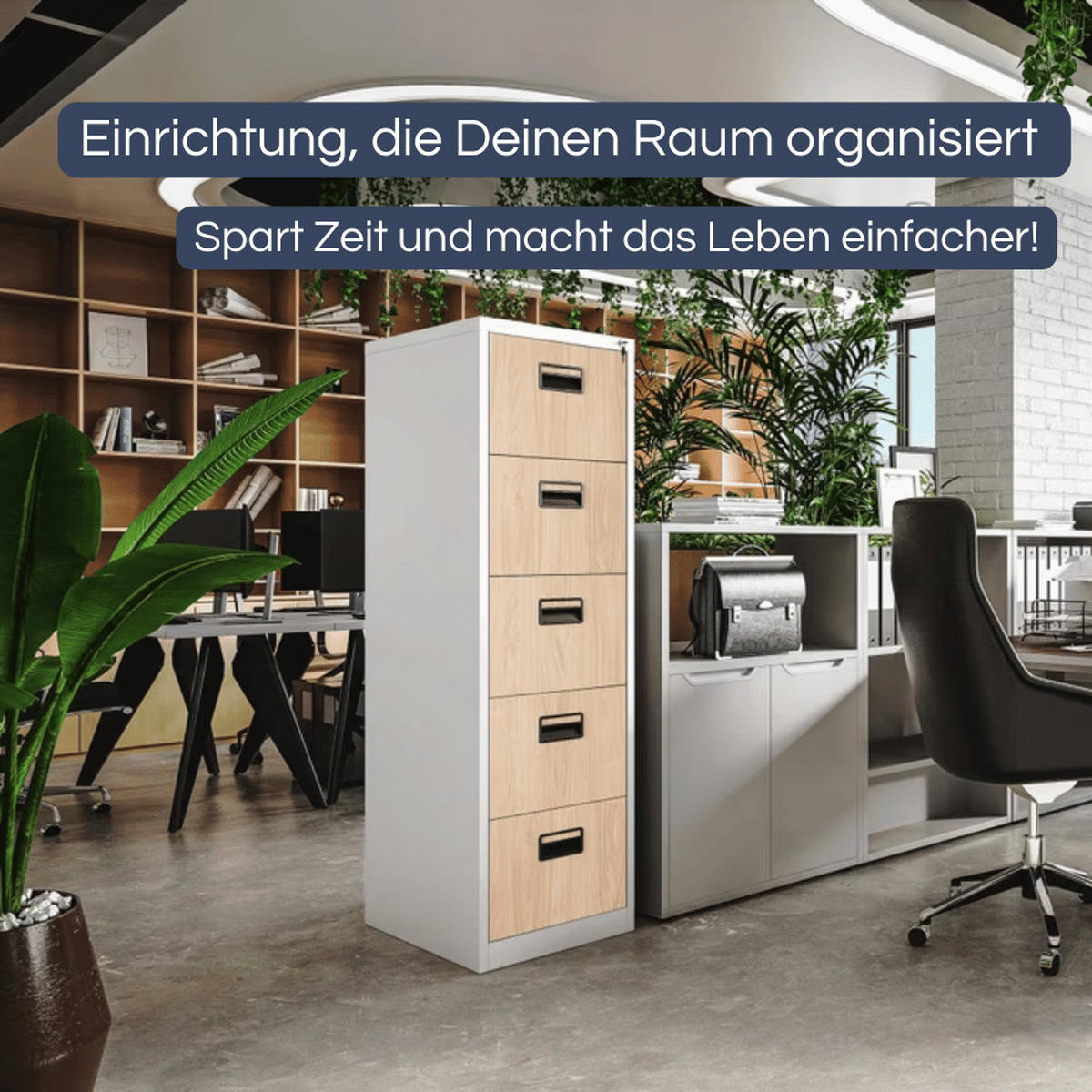 HÄNGEREGISTERSCHRANK abschließbar TION 5 Schubladen 163x46x62cm Weiß-Sonoma Eiche - Weiß, Metall (46/163/62cm) - DELUKE