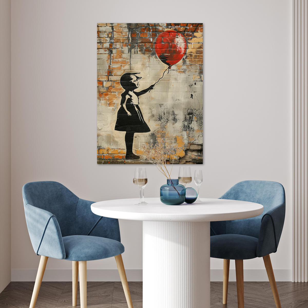 POSTER Graffiti - Banksy - Mädchen - Straßenkunst 60x80 cm - Sandfarben, Papier (60/80/0.1cm) - MuchoWow