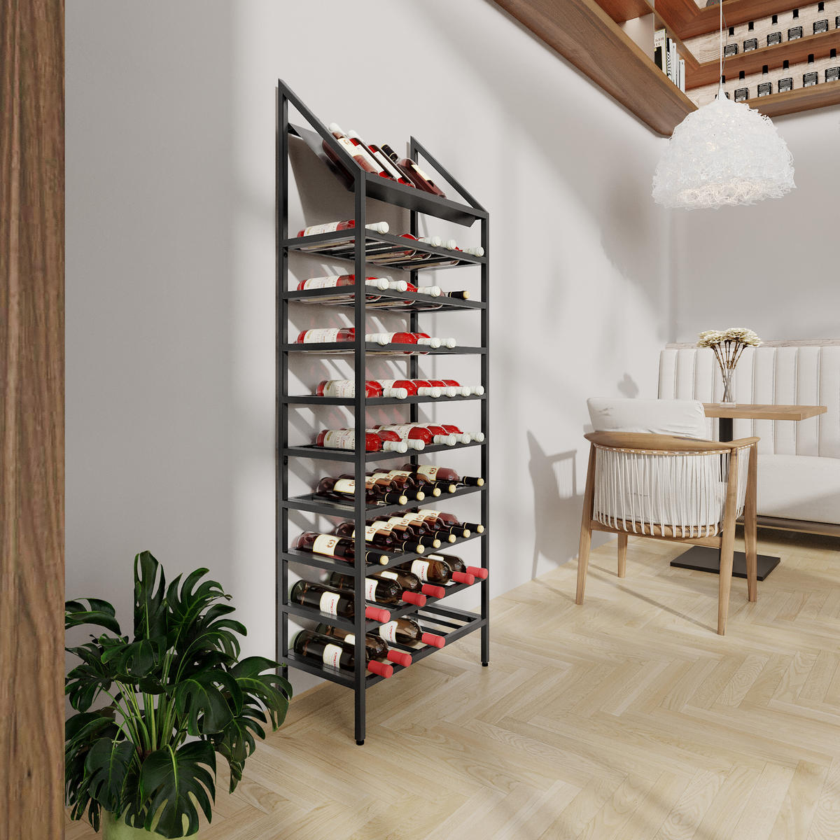 WEINREGAL für 70 Flaschen aus Metall, schwarz Napa - Schwarz, Metall (60/170/30cm) - Metalo Pro