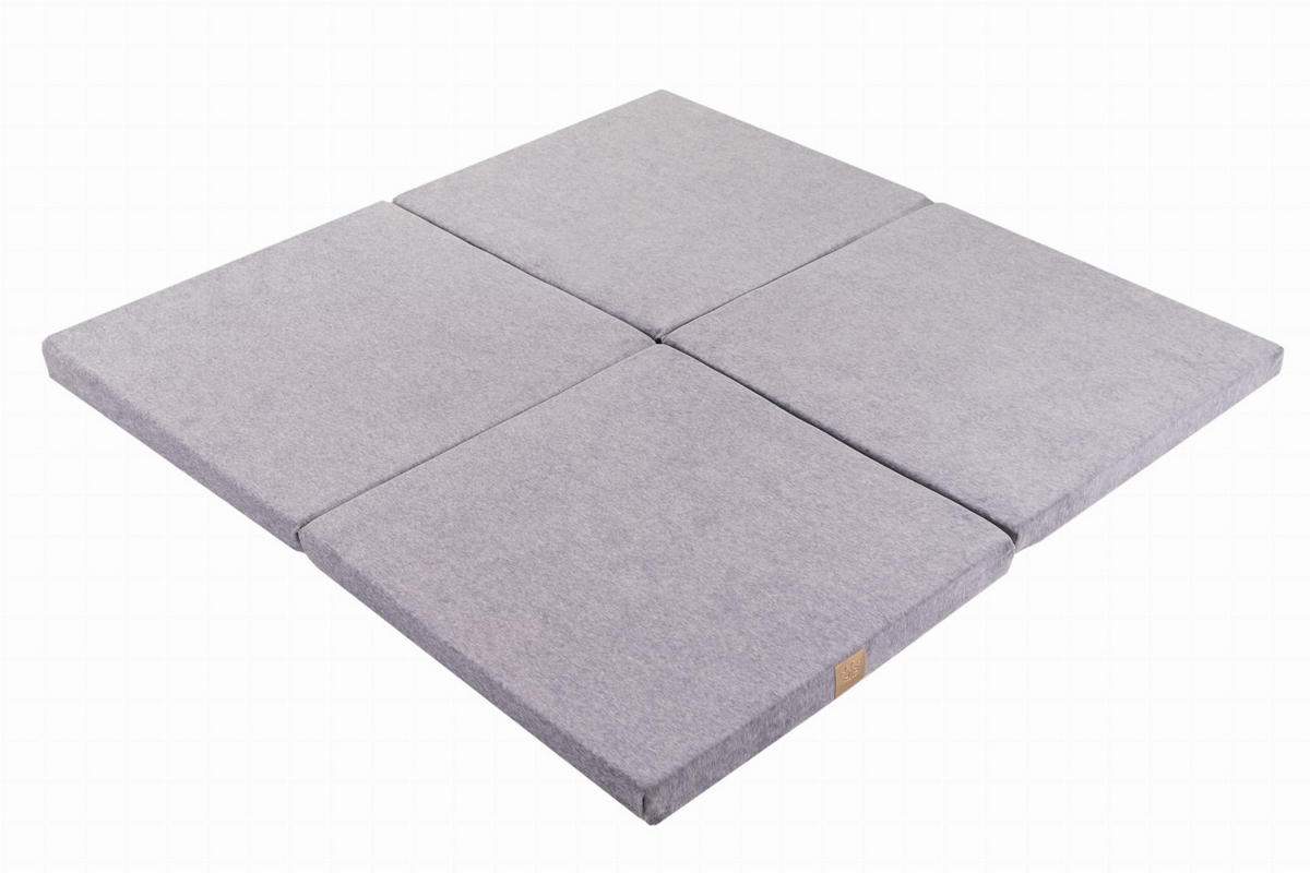 SPIELMATTE für Kinder, Quadratt, Samt, Hellgrau - Grau, Textil (120/120cm) - MeowBaby