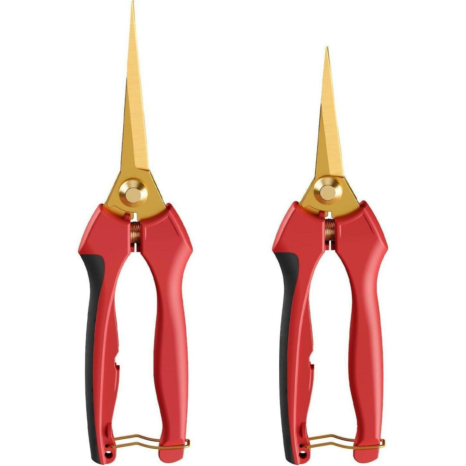 GARTENSCHERE 2-teiliges Set mit Titanbeschichtung - Rot, Metall (4/1.5/20.7cm)
