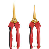 GARTENSCHERE 2-teiliges Set mit Titanbeschichtung - Rot, Metall (4/1.5/20.7cm)