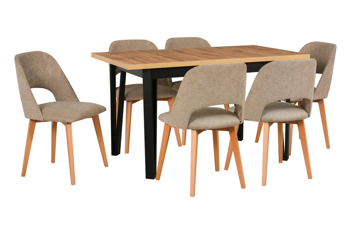 ESSZIMMERSTUHL 4x "MONTI 4", natür buche, aragon 20 - Birkefarben/Grau, Holz (43/83/40cm) - Leaf Design
