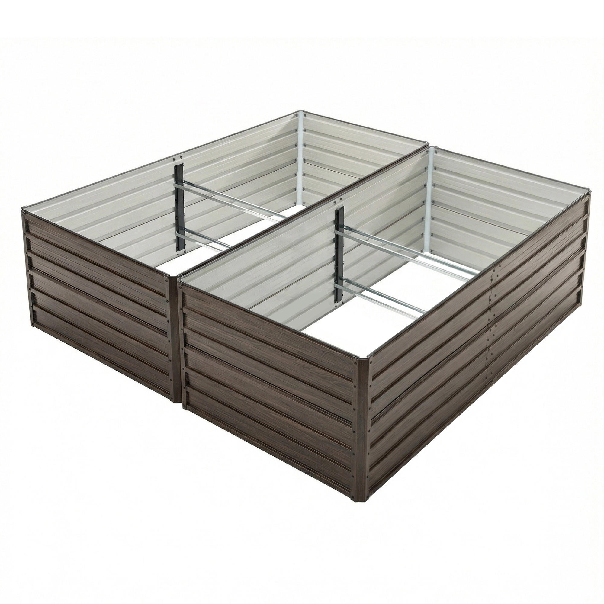 HOCHBEET 219/112/64 cm Holzmaserung (2 Stück) - Naturfarben, Metall (112/64/219cm) - Oxeza