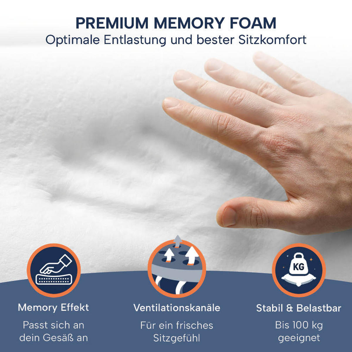 SITZKISSEN orthopädisch in U-Form, ergonomisches Steißbeinkissen 40x33 - Blau, Textil (45/34cm) - casimum