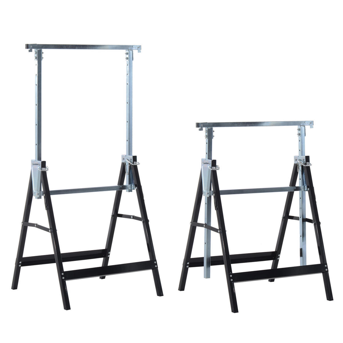 ARBEITSBOCK 2ER-SET DE-09184 klappbar & höhenverstellbar, bis 200 kg Schwarz - Schwarz, Metall (58/130/68cm) - ComfortXL