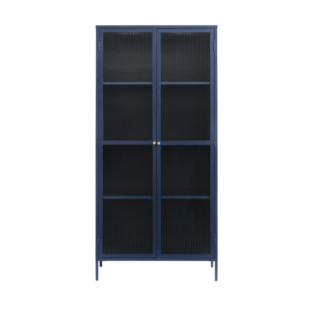 VITRINE - Metall - Blau - Blau, Metall (90/190/40cm) - Drawer