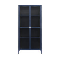 VITRINE - Metall - Blau - Blau, Metall (90/190/40cm) - Drawer