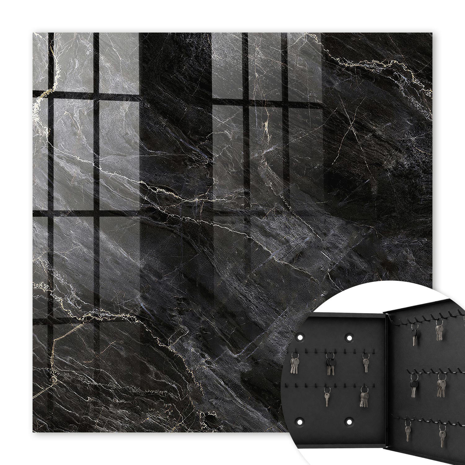 Tulup Schlüsselbox Schwarz 30x30x5 cm