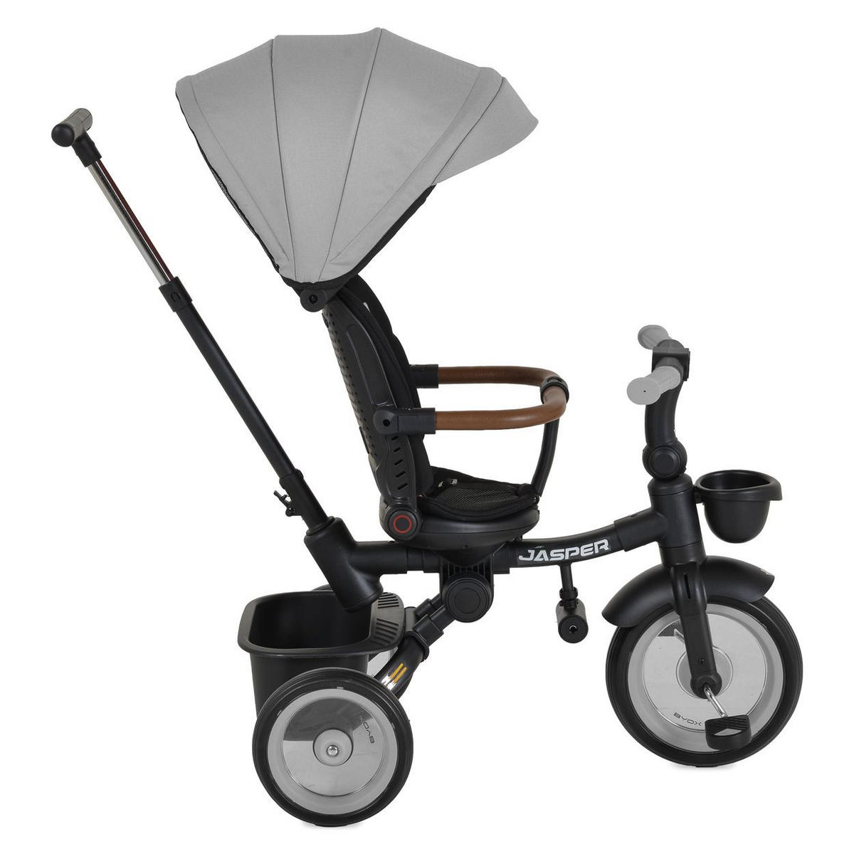 DREIRAD Jasper EVA-Reifen grau klappbar, Sitz drehbar, Hinterradbremse, Körbe - Grau, Metall (72/50/98cm)