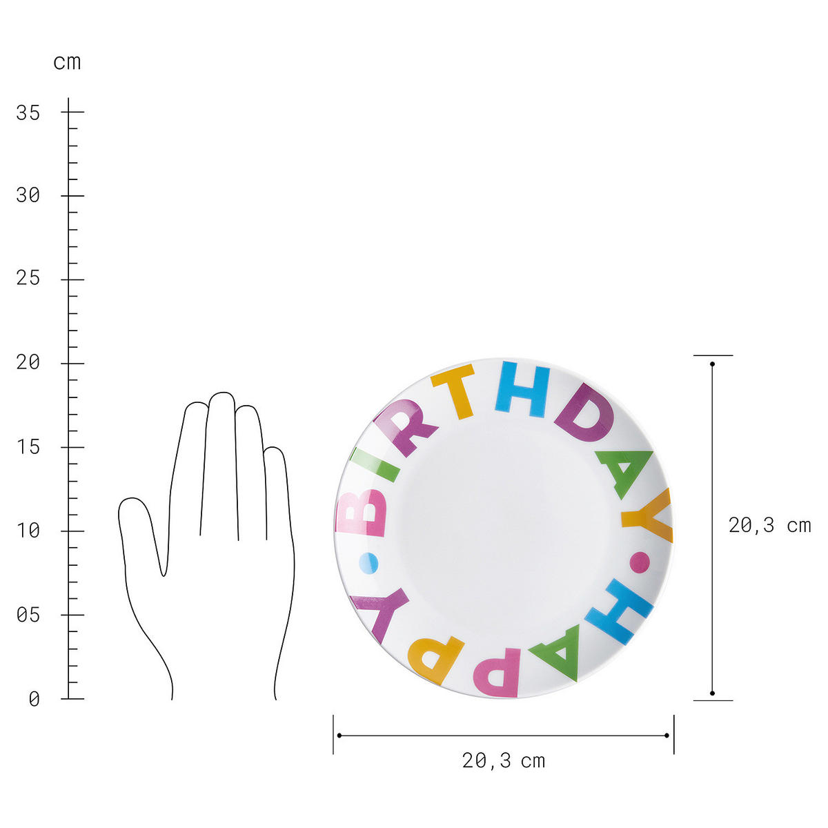 TELLER (6er Set) Happy Birthday - Multicolor, Keramik (20/20/2cm) - Butlers