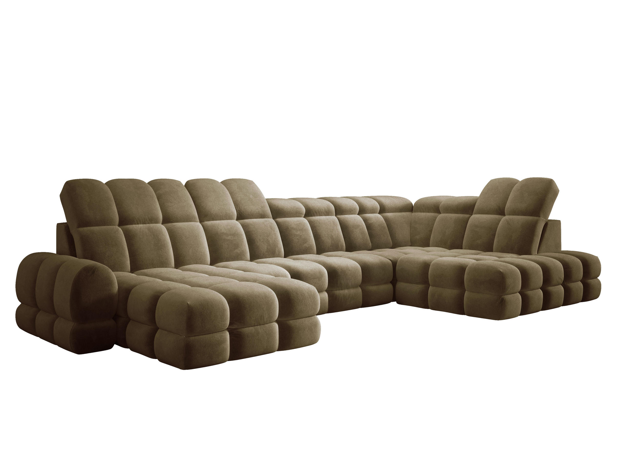 ECKSOFA TOLLO Salvador-stoff U-form 400x217x105 cm olivgrün - Olivgrün, Holz/Textil (217/400cm) - DomoHome