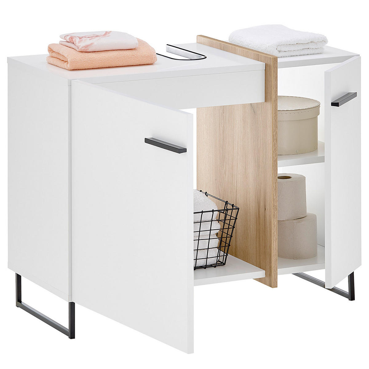 WASCHBECKENUNTERSCHRANK - Weiß, Holzwerkstoff (80/64/41cm) - home24