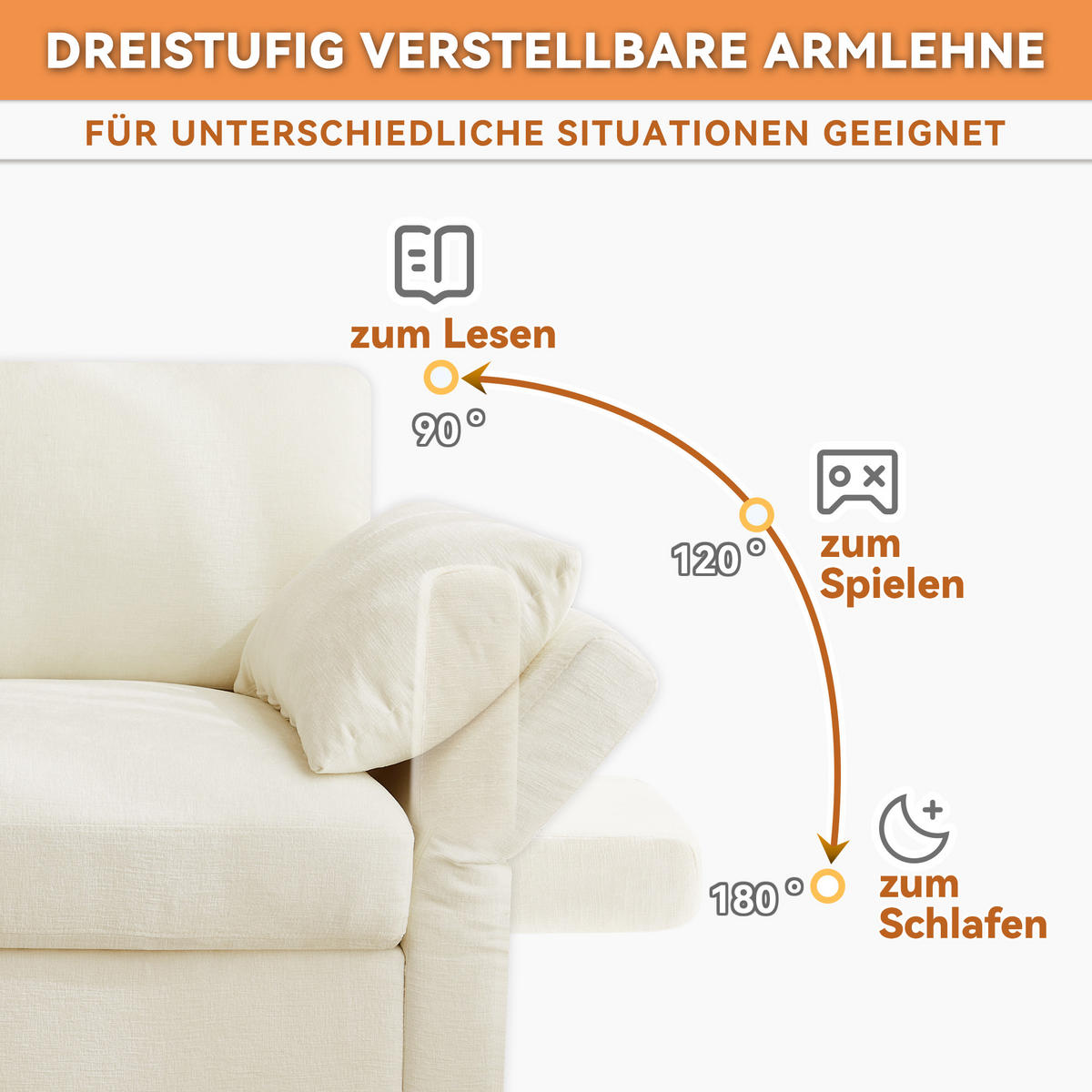 WOHNLANDSCHAFT 284/156.5/86 cm Beige mit 2 Hockern und verstellbaren Armlehnen - Beige, Textil (284/86/156.5cm) - Oxeza
