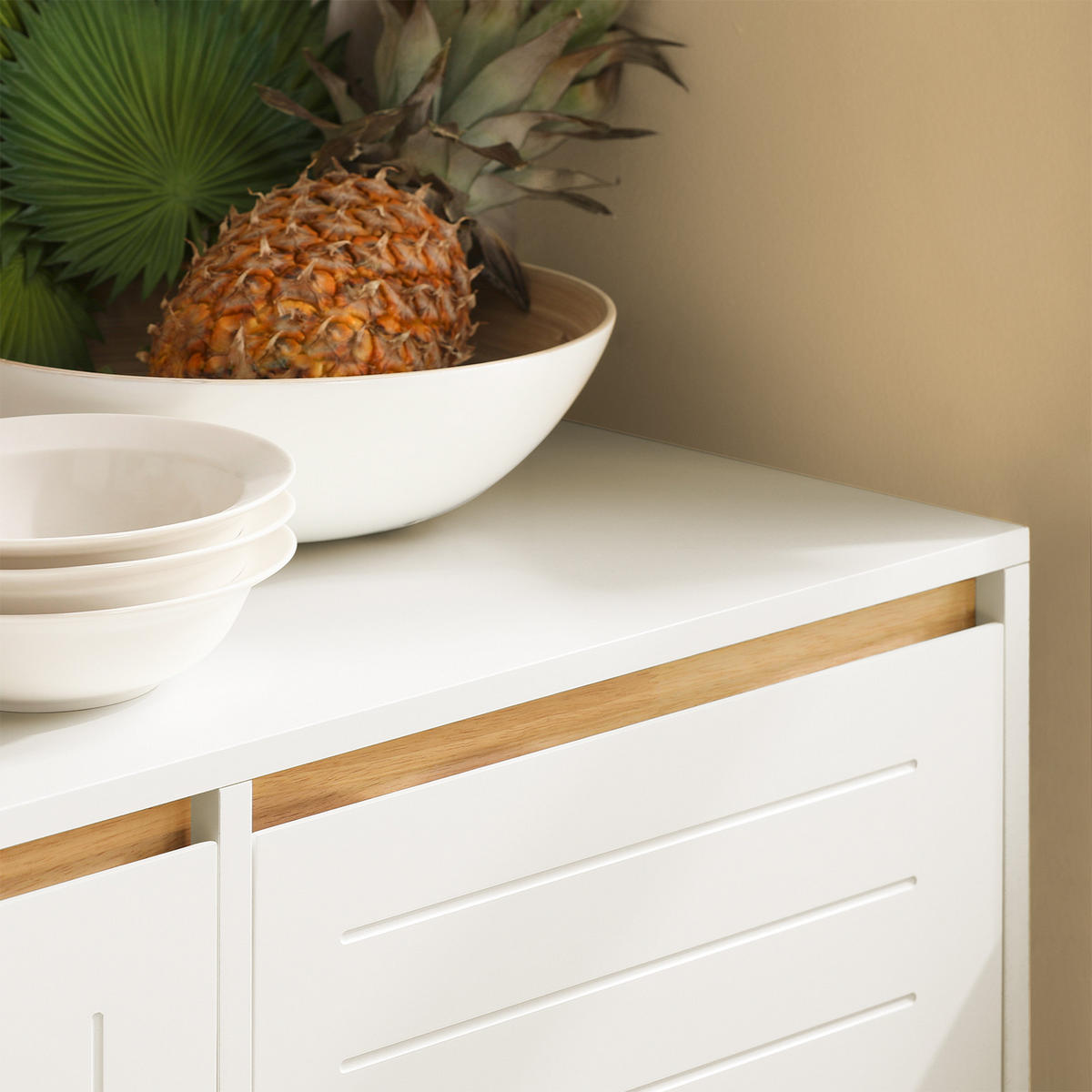 SIDEBOARD Weiß-Natur - Weiß, Holz/Holzwerkstoff (120/90/40cm) - SoBuy