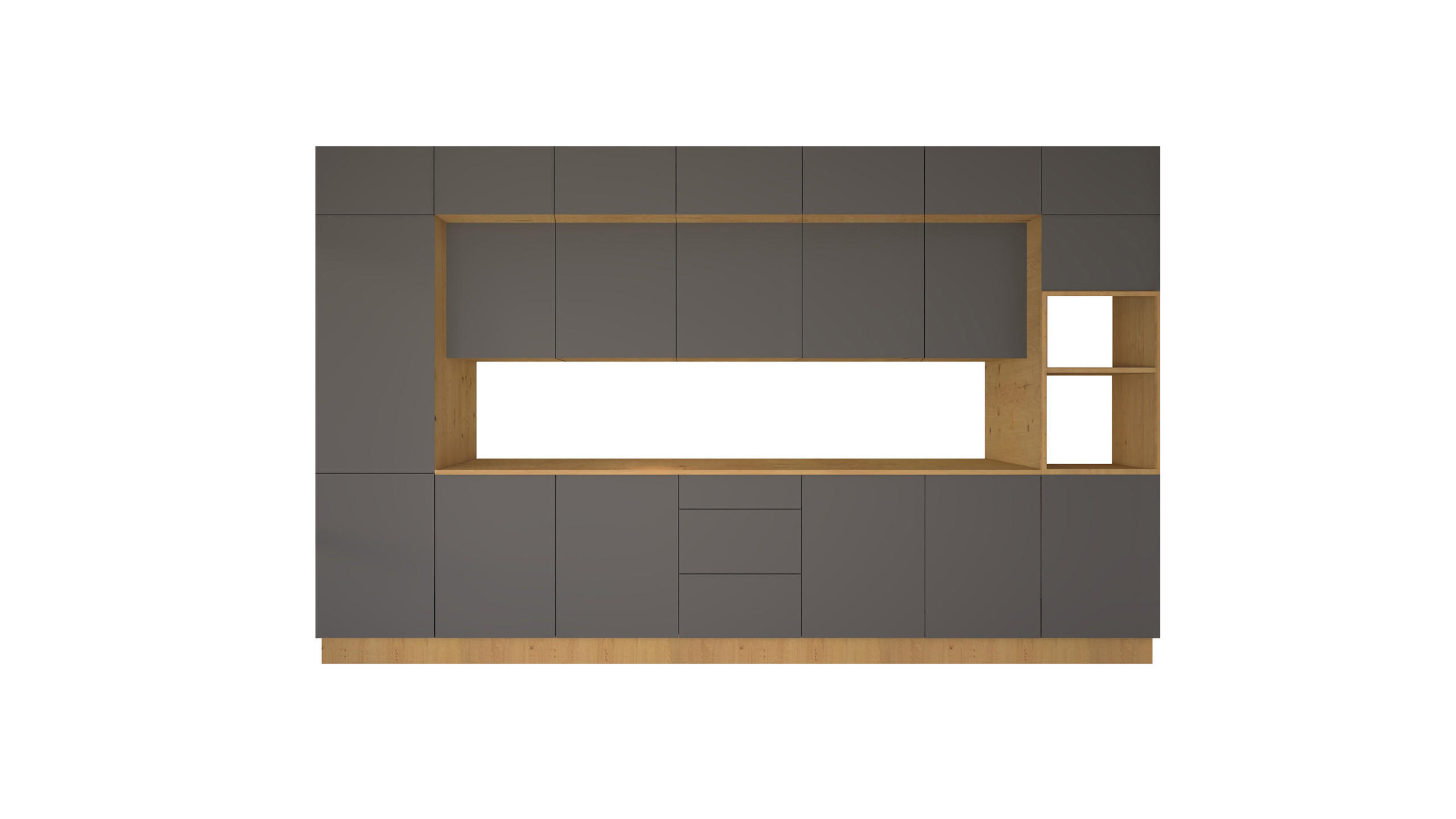 KÜCHENZEILE 420 cm - Nexa KÜ-LN-005 - in Grau / Matt - Grau, Holz (420/212/58cm) - ROYAL24_MARKT
