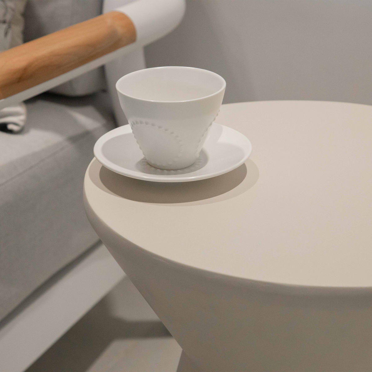 BEISTELLTISCH ROME rund Klein Betonoptik 35 x 35 x 50 cm - Creme, Naturmaterialien (35/35/51cm) - Elementi